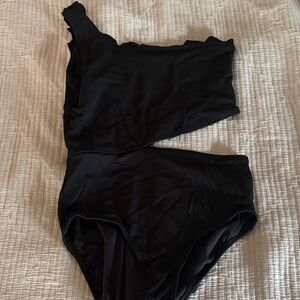 Old Navy Black One-Shoulder Kids Swim One Piece